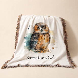 Personalised Barn Owl Farmhouse Comfort Throw Blanket