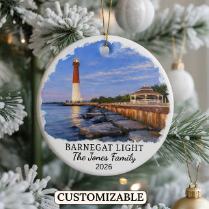 Personalised Barnegat Light, Custom New Jersey Ceramic Tree Decoration