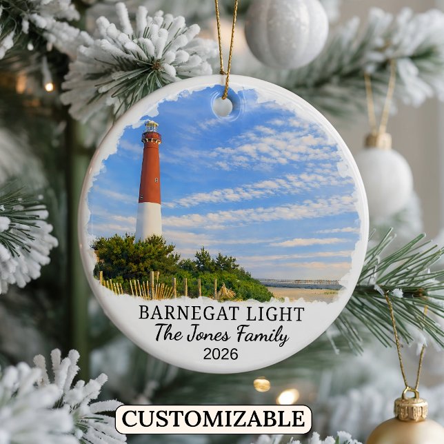 Personalised Barnegat Light, Custom New Jersey Ceramic Tree Decoration (Creator Uploaded)