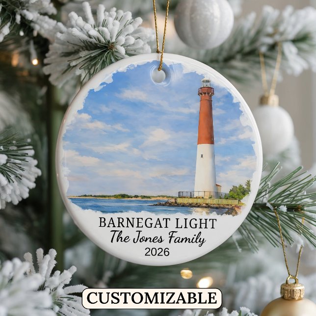 Personalised Barnegat Light, Custom New Jersey Ceramic Tree Decoration (Creator Uploaded)