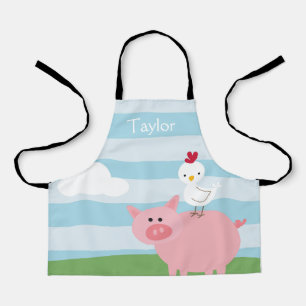 Personalised Barnyard Cow and Chicken Kids Apron