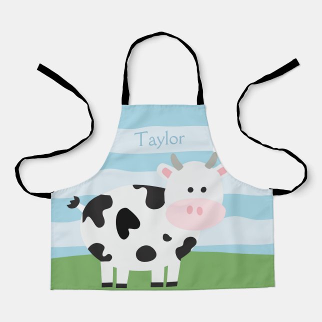 Personalised Barnyard Cow Kids Apron (Front)