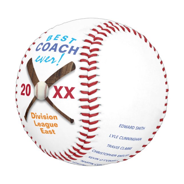 Personalised Basball Team Best Coach Baseball (Angled)