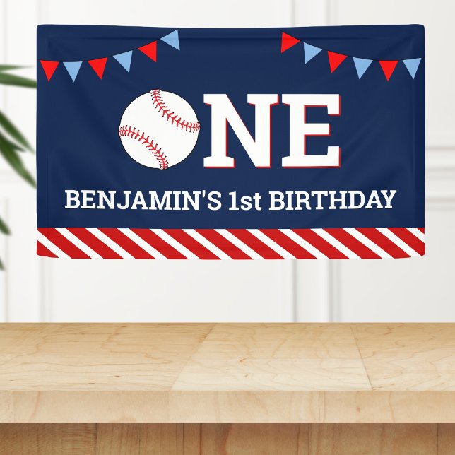 Personalised Baseball 1st Birthday Party Banner (Creator Uploaded)