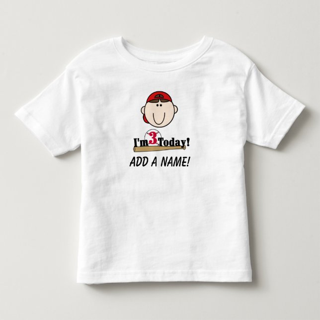 Personalised Baseball 3rd Birthday T-shirt (Front)