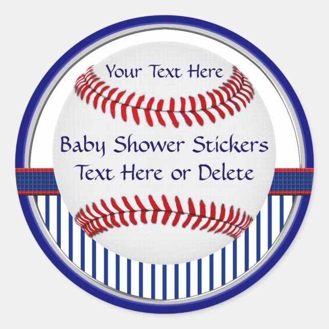 Personalised Baseball Baby Shower Stickers (Front)
