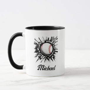 Personalised Baseball Ball Breaking Through Wall   Mug