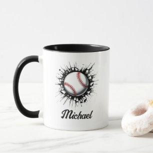 Personalised Baseball Ball Breaking Through Wall Mug