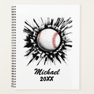Personalised Baseball Ball Breaking Through Wall Planner