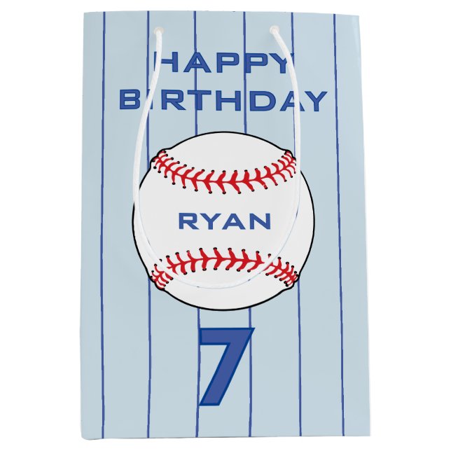 Personalised Baseball Ball Kids Birthday  Medium Gift Bag (Front)