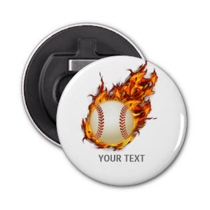 Personalised Baseball Ball on Fire Bottle Opener