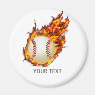 Personalised Baseball Ball on Fire Magnet