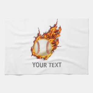 Personalised Baseball Ball on Fire towel