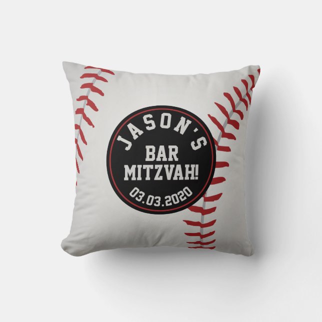 Personalised Baseball Bar Mitzvah Cushion (Front)