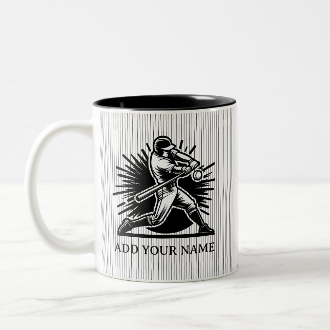 Personalised Baseball Batter Coffee Mug (Left)