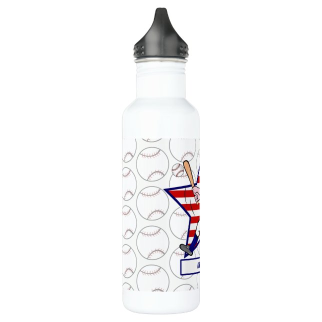 Personalised Baseball batter Star and stripes 710 Ml Water Bottle (Left)