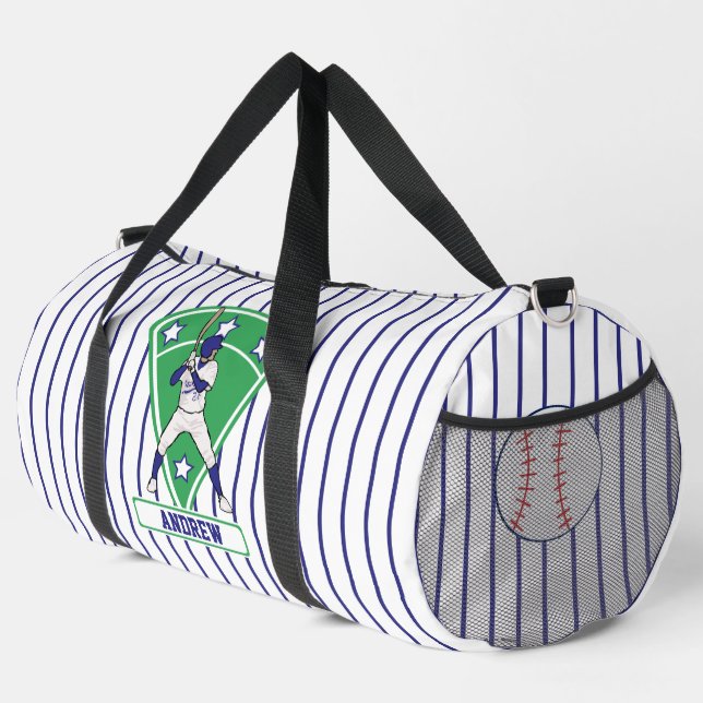 Personalised Baseball Batter Star blue Duffle Bag (Right Corner)