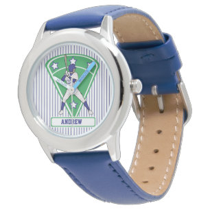 Personalised Baseball Batter Star Blue Watch
