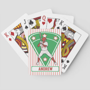 Personalised Baseball Batter Star Red Playing Cards