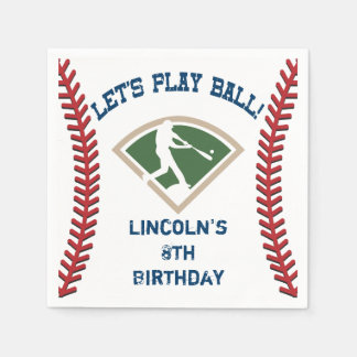 Personalised Baseball Birthday Dessert Napkins