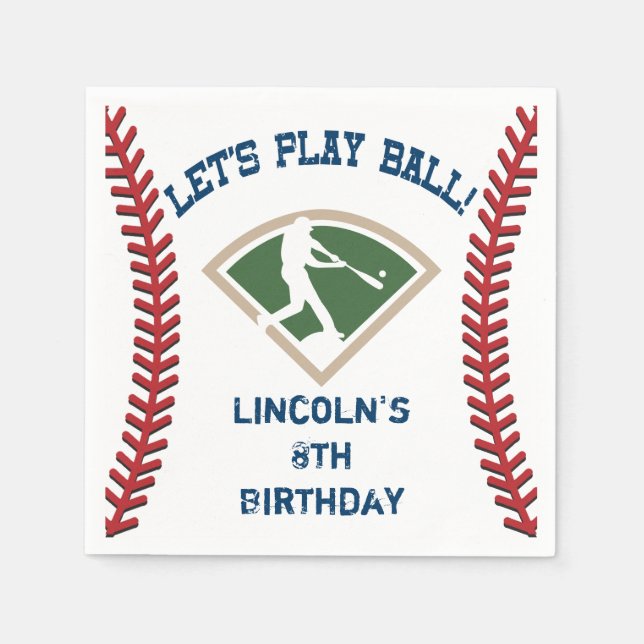 Personalised Baseball Birthday Dessert Napkins (Front)