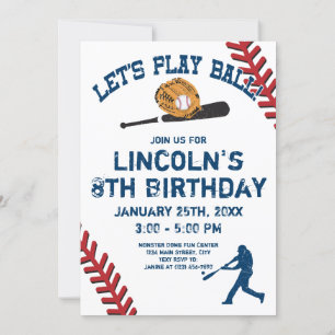 Personalised Baseball Birthday Party Invitations