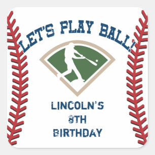 Personalised Baseball Birthday Square Sticker