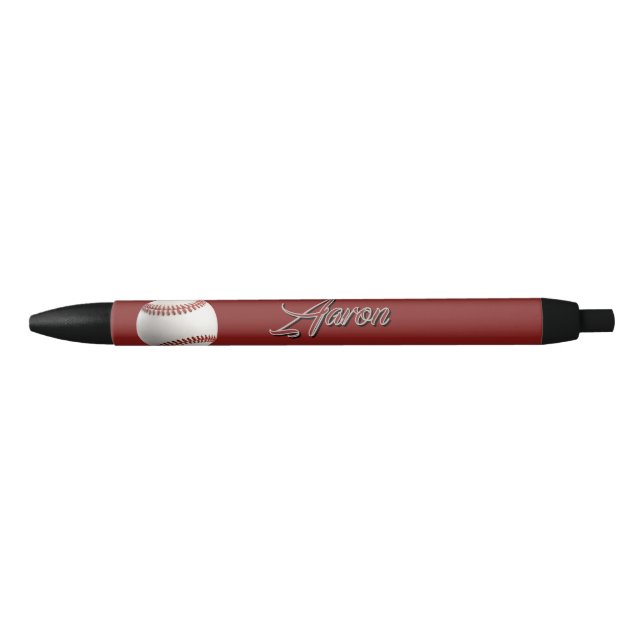 Personalised Baseball Black Ink Pen (Front)