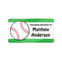 Personalised baseball bookplates for kids