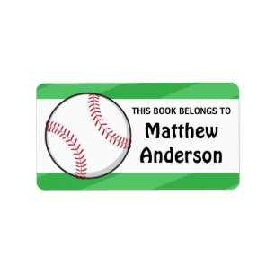 Personalised baseball bookplates for kids label