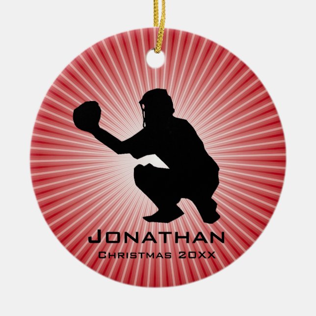 Personalised Baseball (Catcher) Ornament (Front)