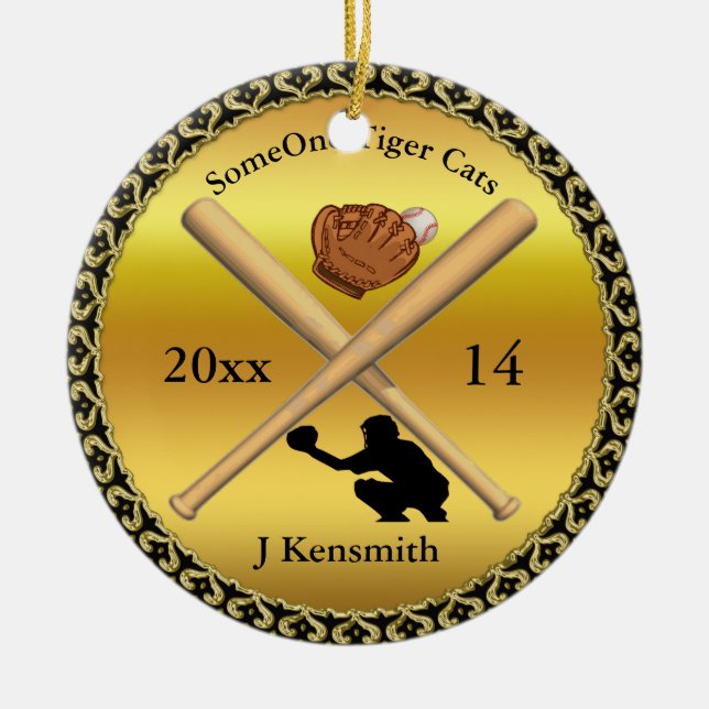 Personalised Baseball Champions League design Ceramic Tree Decoration (Front)