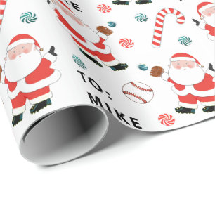 Personalised Baseball Christmas Gift Wrapping Paper