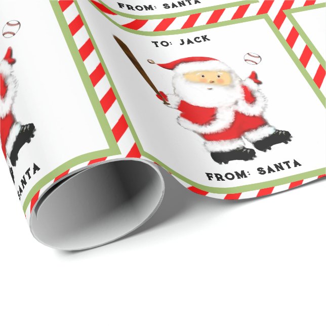 Personalised Baseball Christmas Gift Wrapping Paper (Roll Corner)