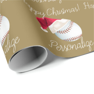 Personalised Baseball Christmas Santa Holiday Wrap Wrapping Paper