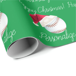 Personalised Baseball Christmas Santa Holiday Wrapping Paper