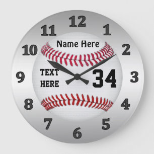 Personalised Baseball Clocks with NAME and NUMBER