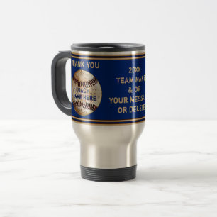 Personalised Baseball Coach Gifts in Text, Colours Travel Mug