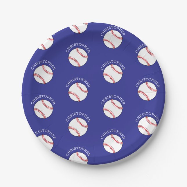 Personalised Baseball Cool Sport Paper Plate (Front)