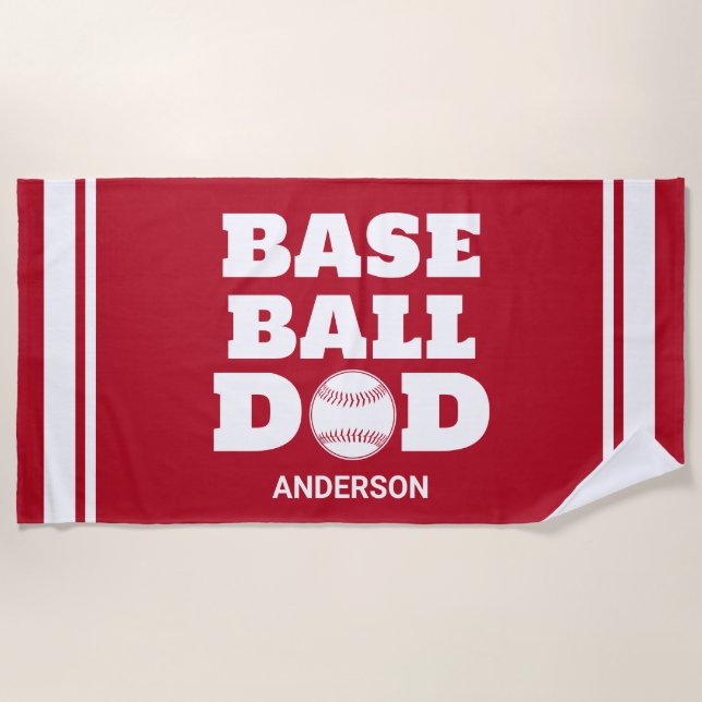 Personalised Baseball Dad Father's Day Beach Towel (Front)