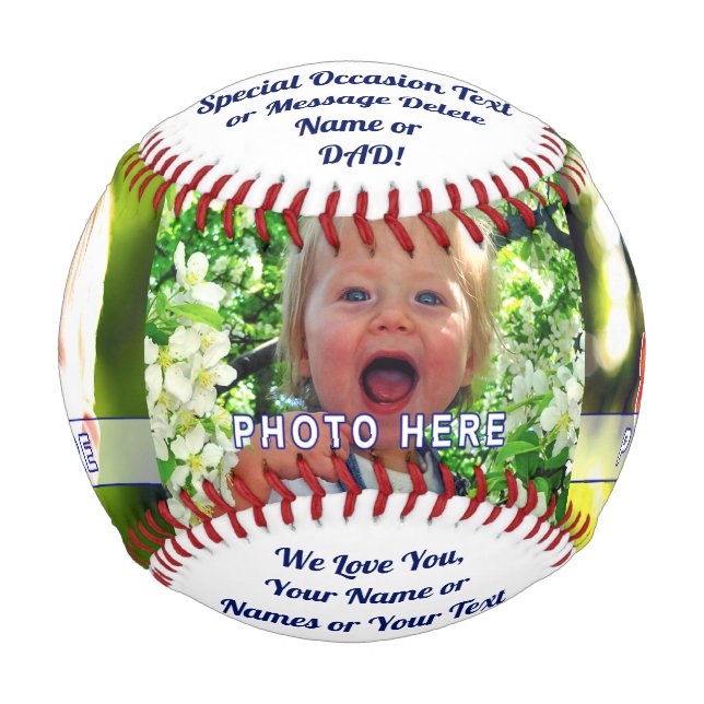 Personalised Baseball Gifts for Dad, 1 to 3 PHOTOS (Front)