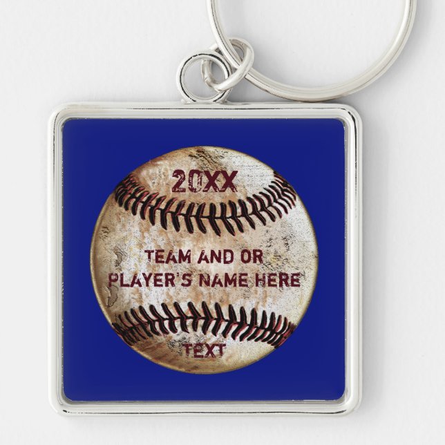 Personalised Baseball Gifts, for Seniors, Baseball Key Ring (Front)
