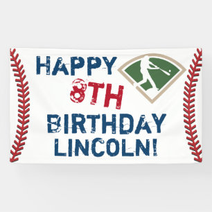 Personalised Baseball Happy Birthday Banner