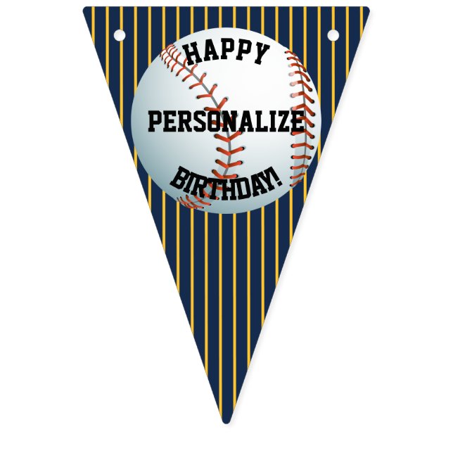 Personalised Baseball Happy Birthday Bunting (First Flag)
