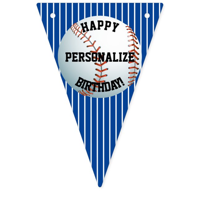 Personalised Baseball Happy Birthday Bunting (First Flag)