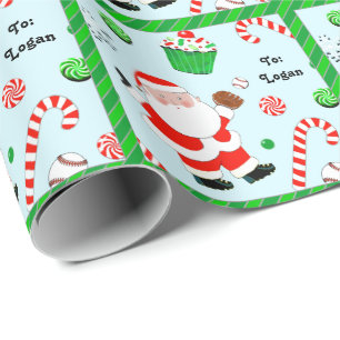 Personalised Baseball Holiday Gift Wrapping Paper