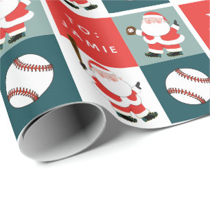 Personalised Baseball Holiday Gift Wrapping Paper