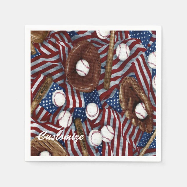 Personalised Baseball In The USA Napkins (Front)