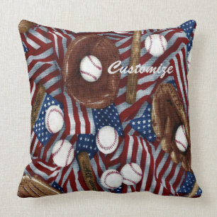 Personalised Baseball In The USA Throw Pillow