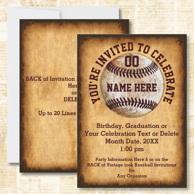 Personalised Baseball Invitation for Any Occasion (Personalized, baseball birthday invitations or baseball theme graduation party. Baseball Invitations)
